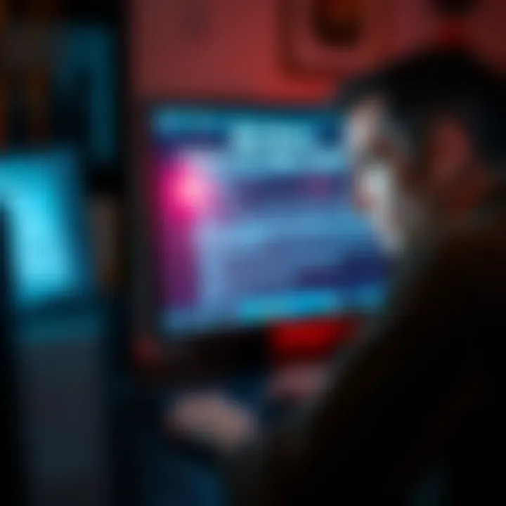 A person looking concerned while examining a computer screen for possible scam alerts