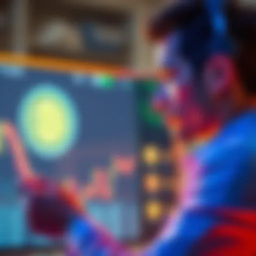 Individual weighing the decision to leave their job for 10 Bitcoins, looking at a Bitcoin symbol on a screen with a thoughtful expression.
