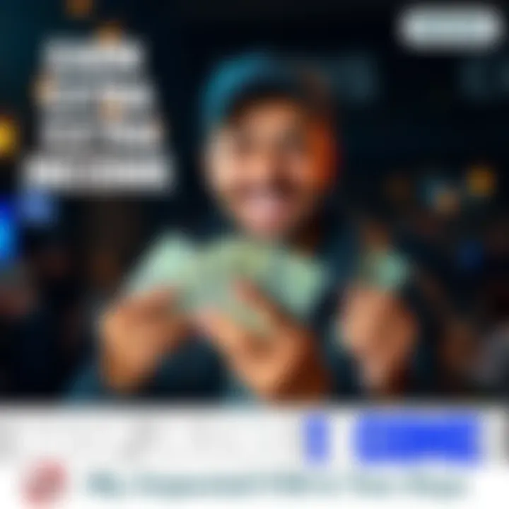 Individual happily counting cash with a smile, showcasing extra income