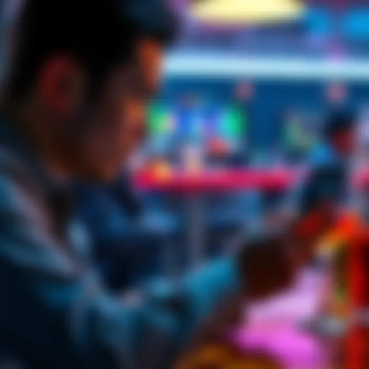A person sitting at a table with a drink, staring at their phone displaying XRP prices, looking concerned about their investment