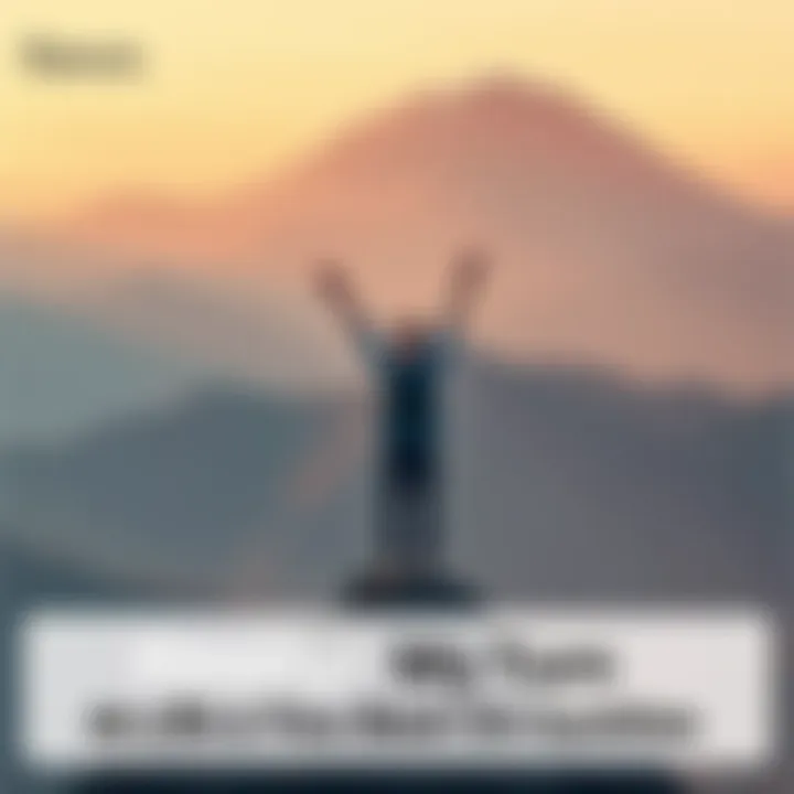 A person with arms raised in triumph on a mountain peak, symbolizing seizing opportunities.