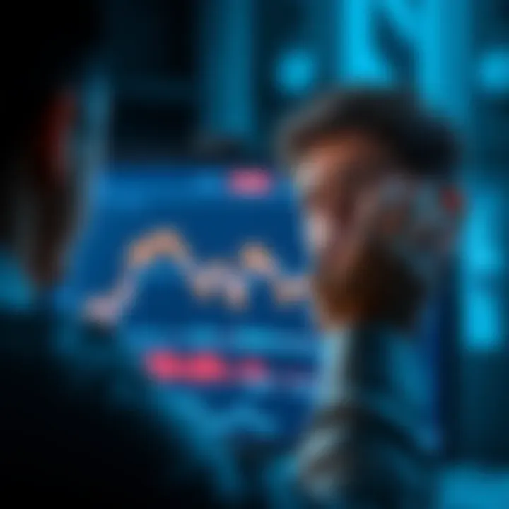 A person with a worried expression watches a graph showing a sudden drop in value on a computer screen, symbolizing emotional impact and course corrections.