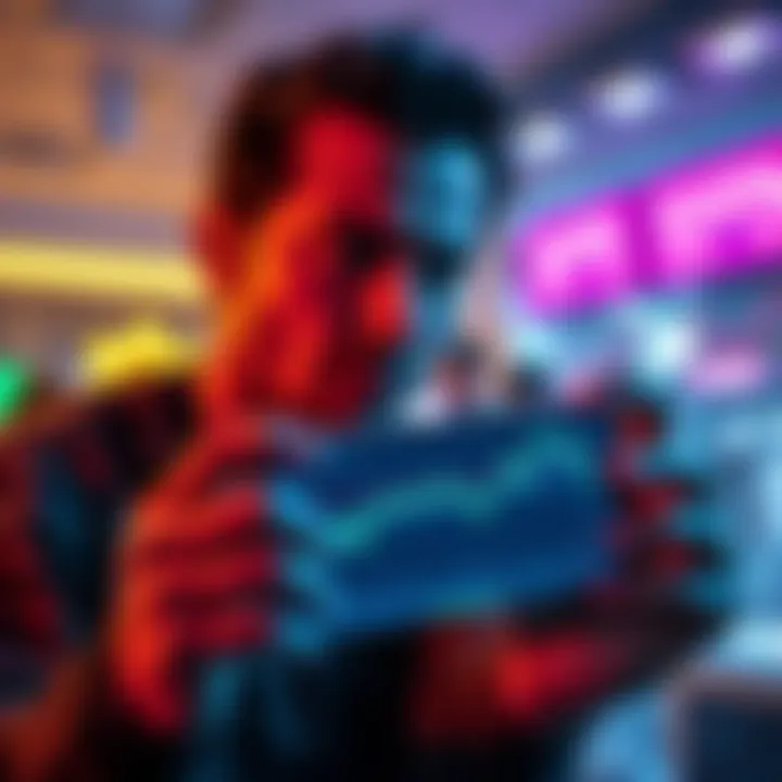 Individual looking concerned while holding a smartphone that displays fluctuating Kaspa cryptocurrency charts