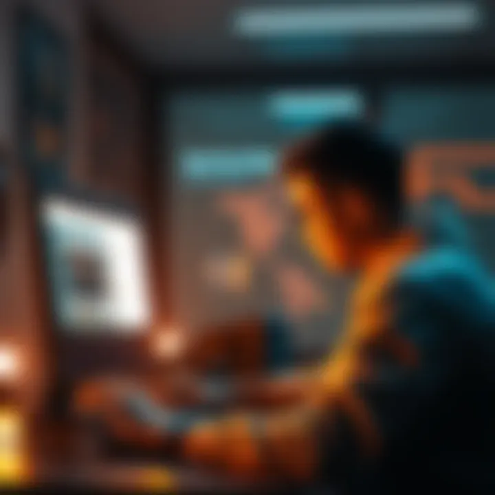 A person looking at their computer while asking for advice on a quest challenge in an online forum.