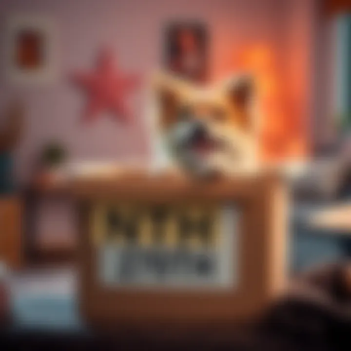 A cute pet assisting with unboxing a large box labeled 270T/H, showcasing excitement and playfulness