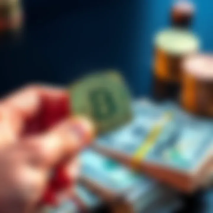 Person holding Pi cryptocurrency with cash in the background