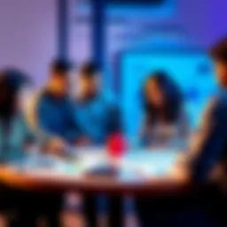 A group of diverse people discussing a business plan with charts and graphs on a table, symbolizing project funding and investment.