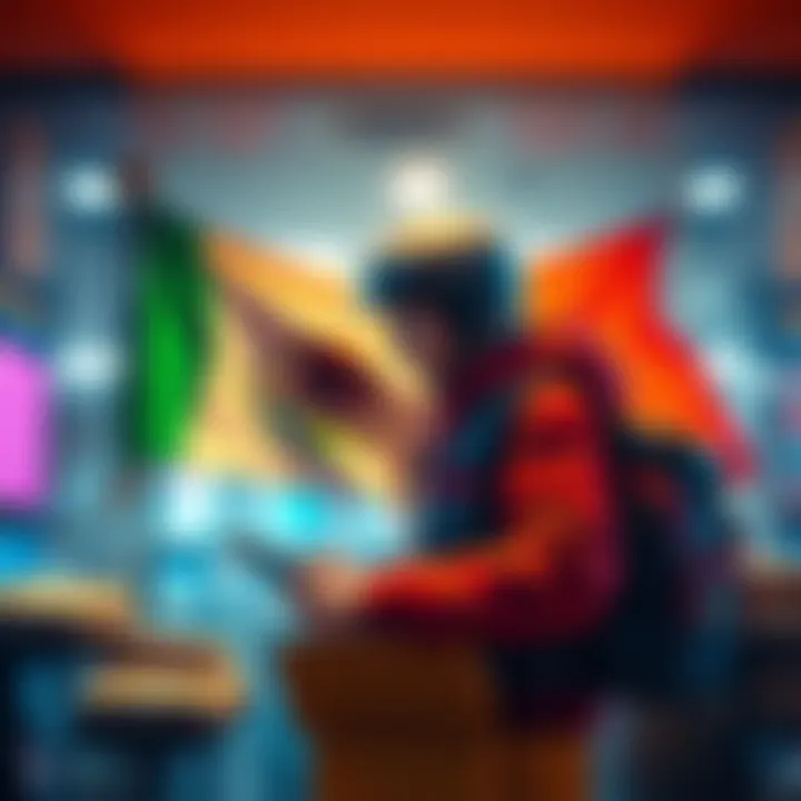 A gamer purchasing parcels while transitioning from Mexico to France, showing flags of both countries.