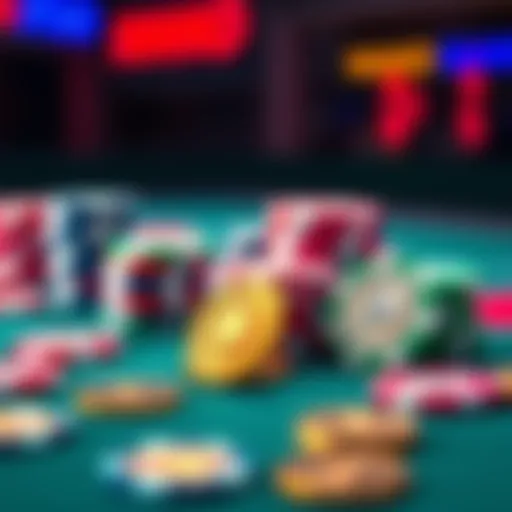 Colorful poker chips alongside Nano coins on a gaming table