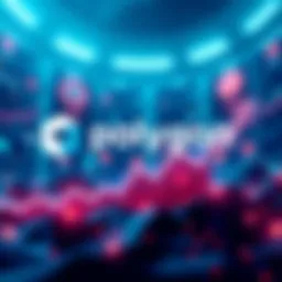 Polygon logo with a graph showing growth, representing the $100 billion trading volume on Uniswap.