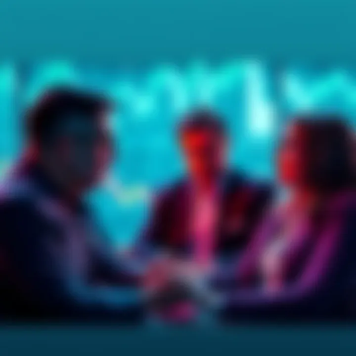 Experts discussing investment portfolios and sharing feedback