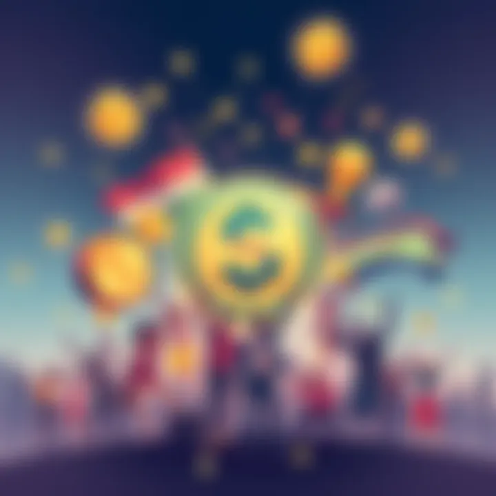A bright graphic showing the $POWSCHE token surrounded by symbols of luxury and community, with people celebrating their financial freedom.