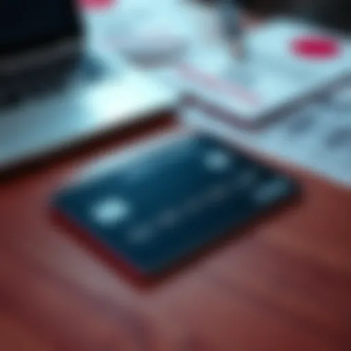 A close-up of a premium credit card lying on a wooden table, with a laptop and subscription documents in the background.