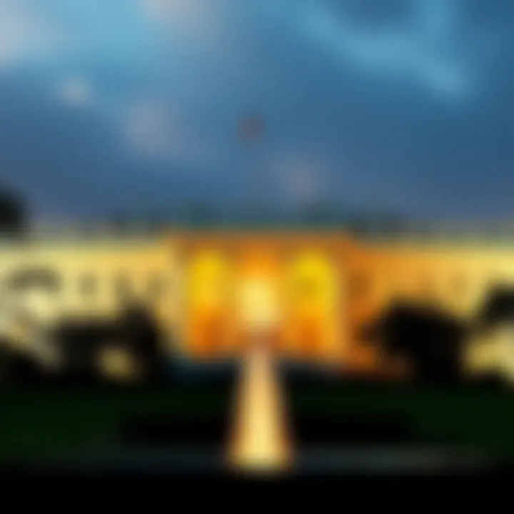 A graphic showing a dollar sign alongside the White House, representing the President's daily earnings.