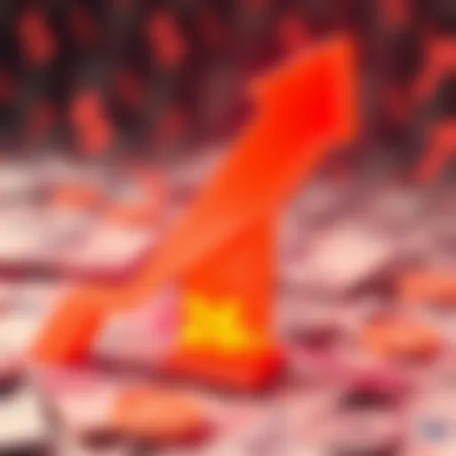 A graphic showing a price arrow going up with a background of currency symbols, representing a 16% increase in prices.