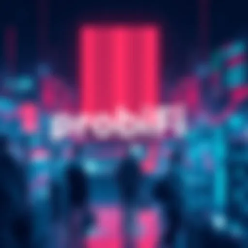Visual representation of a decentralized prediction market on the Kaspa blockchain, showing people engaging with digital interfaces and market data.