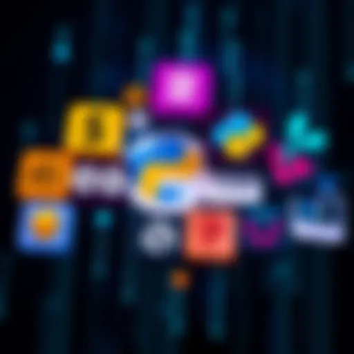A collage of logos representing popular programming languages like JavaScript, Python, and Rust used with Solidity in tech projects.