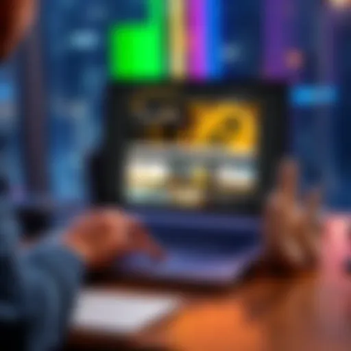 A person typing on a laptop while sitting at a desk, showing Monero logos and crypto websites on the screen