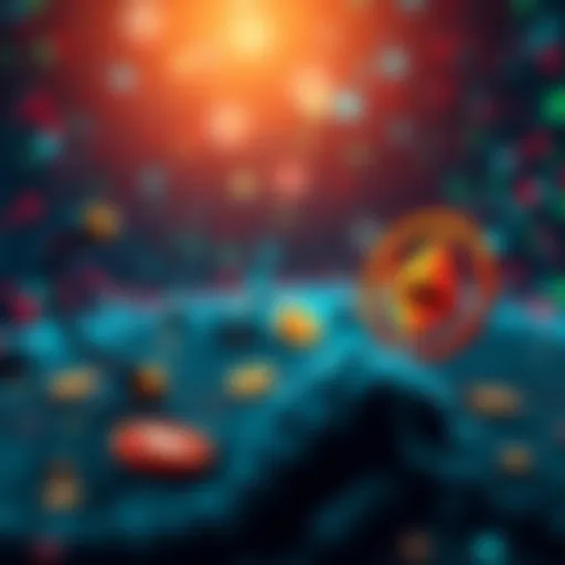 A visual representation of Qubic's controversial actions against Monero, featuring symbols of cryptocurrency clash and tension, with a background of digital data streaming.