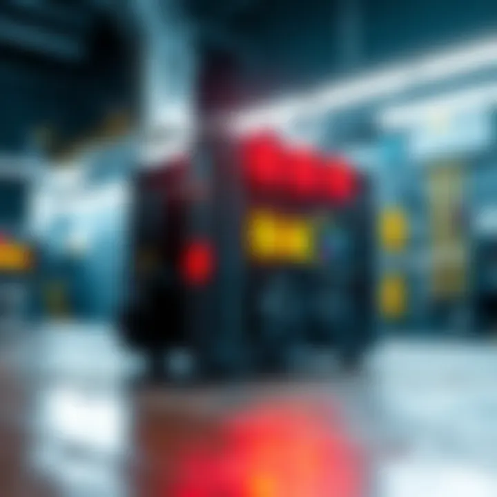 A RAK Miner device actively mining cryptocurrency with bright indicator lights on a workbench, showing its functionality in 2025.