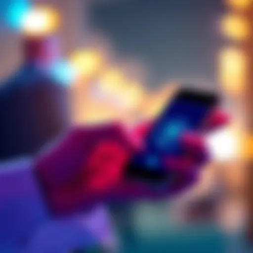A person using a smartphone to recharge mobile service with Pi coins on PortalPi.com, showcasing the digital economy.