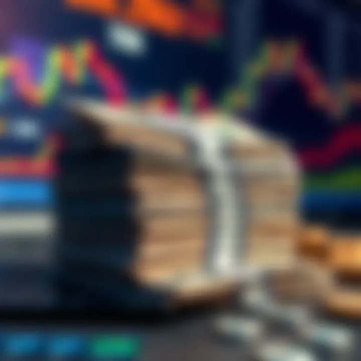 A stack of money symbolizing a record breaking financial transaction, with charts showing market trends in the background.