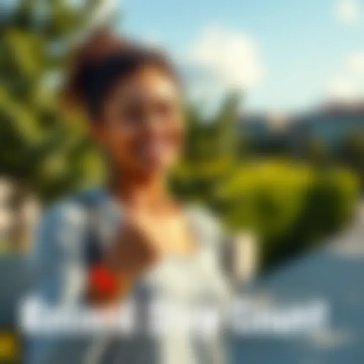 A woman smiles while checking her fitness tracker, celebrating reaching her highest step count. She stands outdoors, enjoying a sunny day.