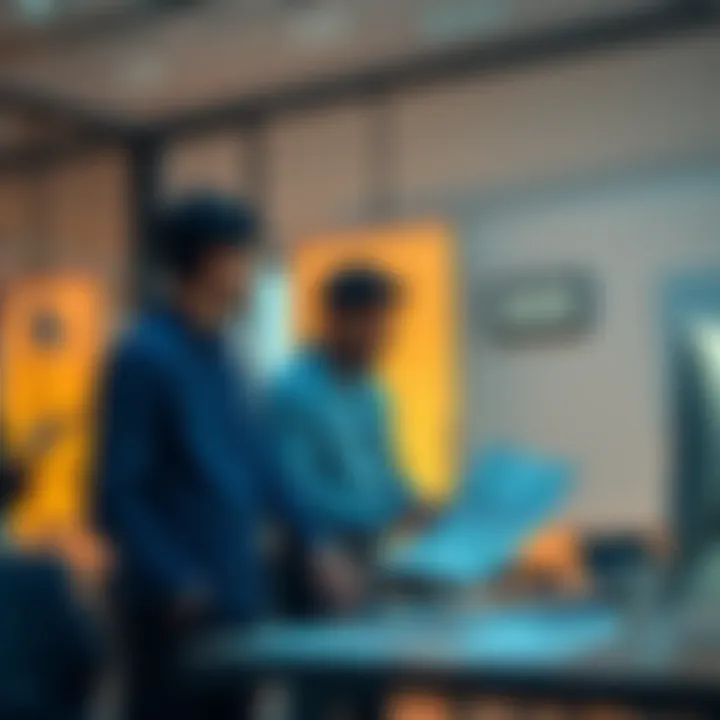 A team brainstorming and discussing strategies in a meeting room, looking at charts and notes from previous successful projects.
