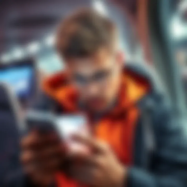 A frustrated customer looking at their phone with flight discount details, showcasing a comparison between £200 spent and £43 flight credit
