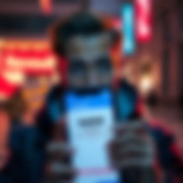 A person looking confused at a smartphone displaying a bank app with a notification about a refund to an unknown individual