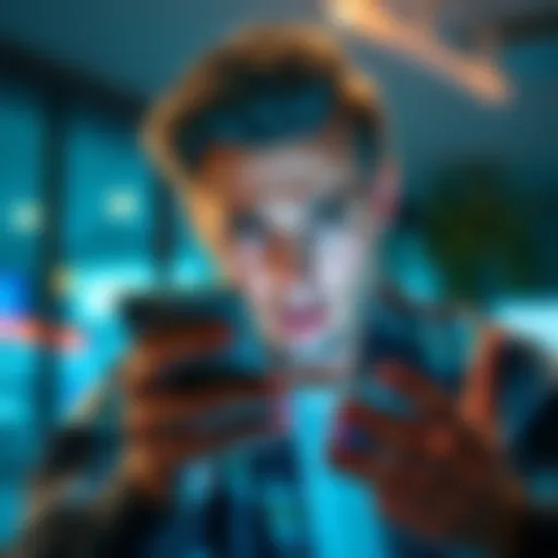 A person looking worried while checking their phone for scam alerts related to Revolut.