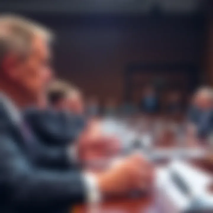 Ripple CEO Brad Garlinghouse speaks before the Senate Banking Committee about crypto regulations, with other industry leaders present.