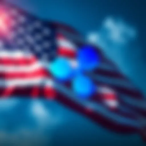 Ripple logo in front of the US flag symbolizing its banking license application