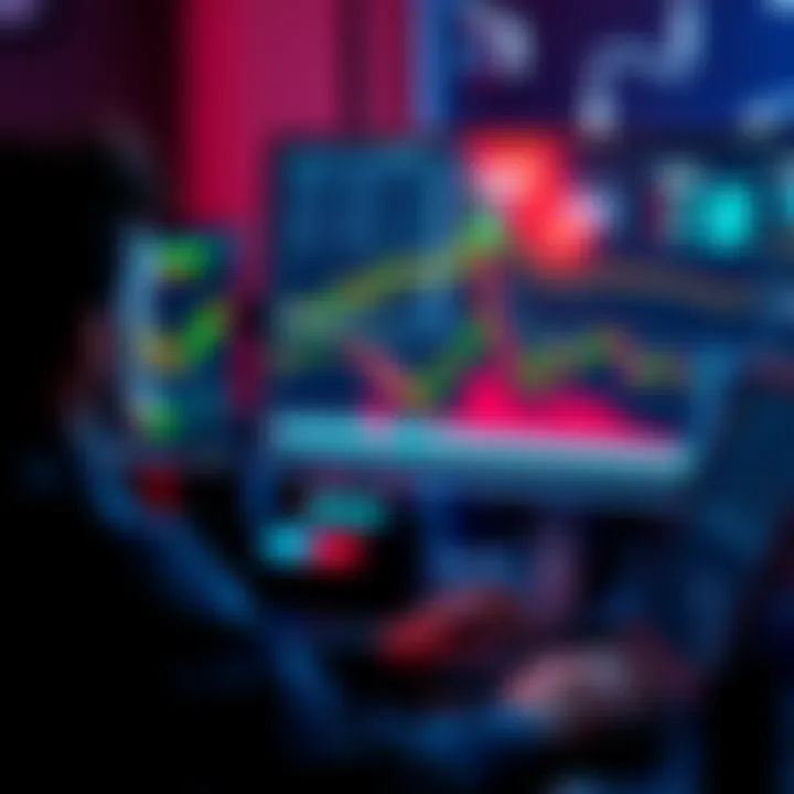 A person looking at charts on a computer screen while considering deposit limits on a trading platform.