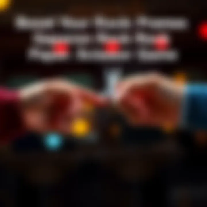 Two people showing Rock Paper Scissors hand signs with excitement