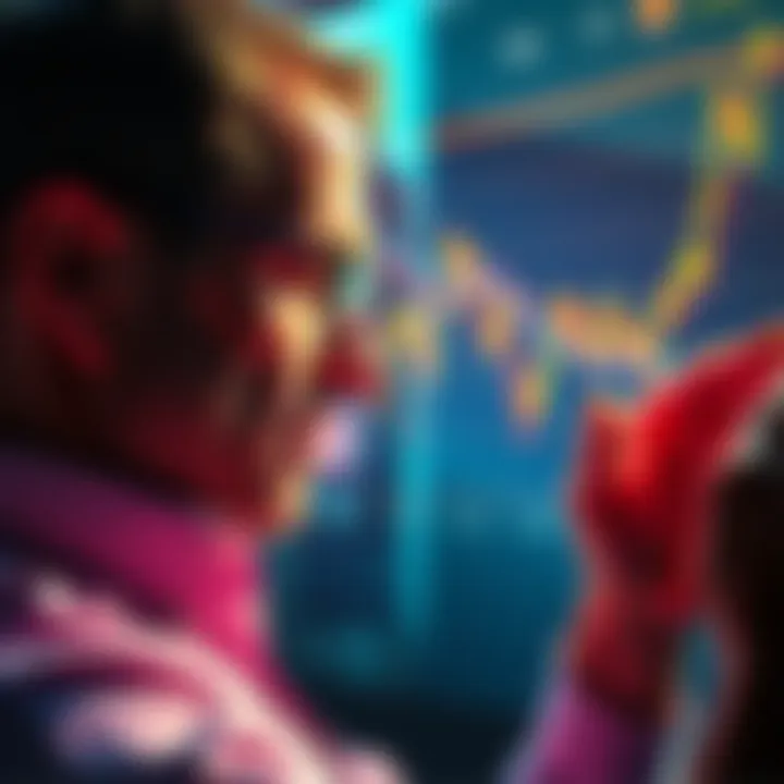 A businessman looking at Bitcoin graphs, symbolizing financial speculation and dormant wallets