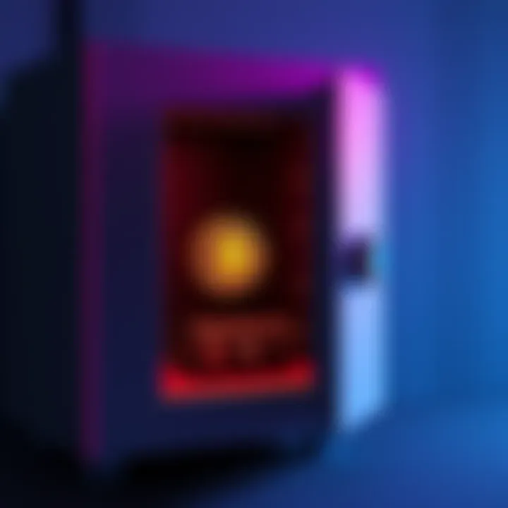 A secure safe deposit box holding a Trezor wallet, symbolizing safe storage for digital assets.