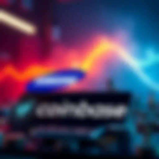 Samsung and Coinbase logos with mobile devices representing cryptocurrency access