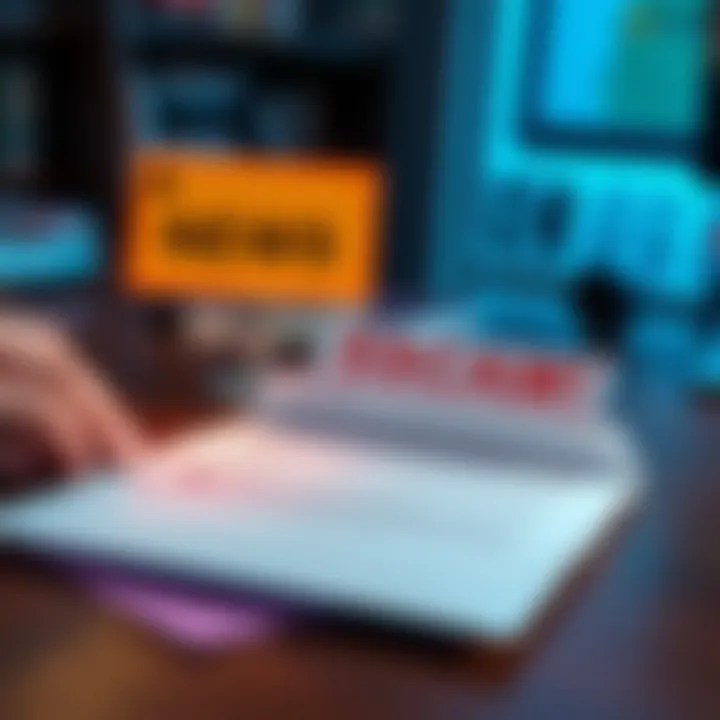A close-up view of a scam letter lying open on a table with a warning sign nearby.