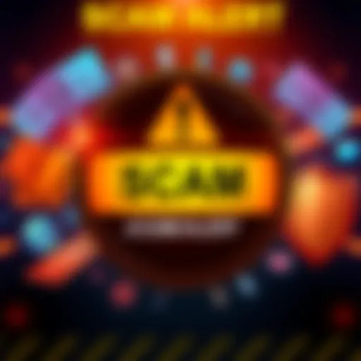A warning sign with a warning symbol highlighting the scam identifier JT2JA82J9R0015687, surrounded by financial icons like money and a shield.