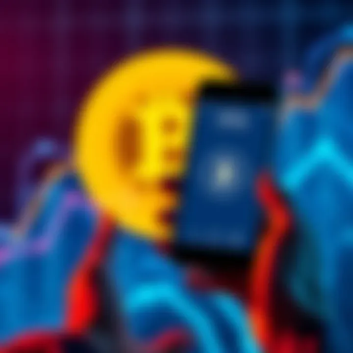 A person holding an iPhone displaying a Bitcoin wallet app, with a safe and secure icon in the background
