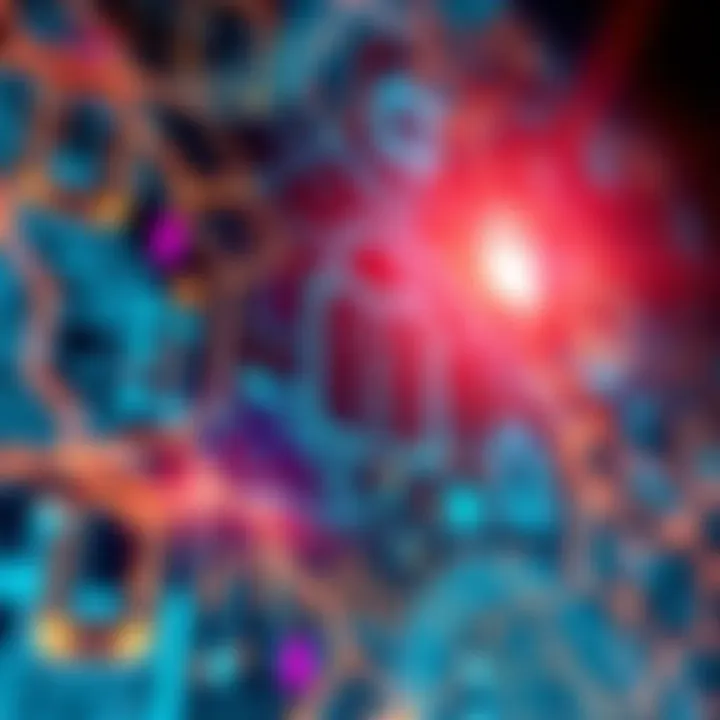 A digital representation of encrypted medical records being stored on a blockchain, symbolizing enhanced security and privacy for patient data in healthcare.