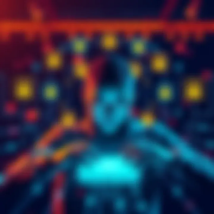 A person managing their own funds securely on the Polkadot network, surrounded by digital icons representing security and privacy.