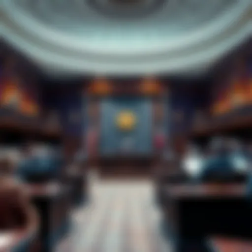 U.S. Senate chamber with lawmakers discussing stablecoin legislation, representing a significant advancement for cryptocurrency.