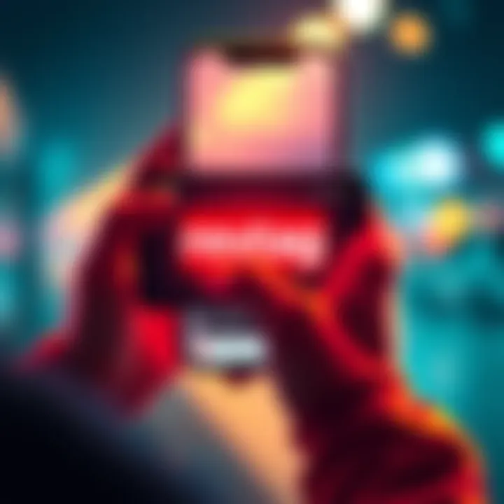 A person using a smartphone to send money online while keeping their identity private, with a graphic of a revtag on the screen