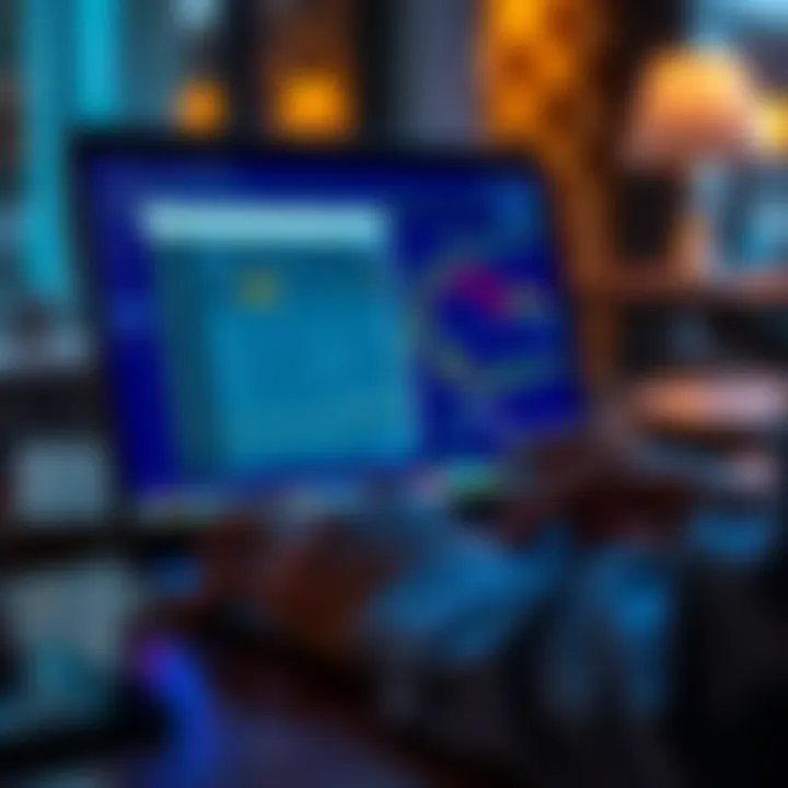 A person using a laptop to set up ACH bank transfers with a focus on bank details and online banking tools.