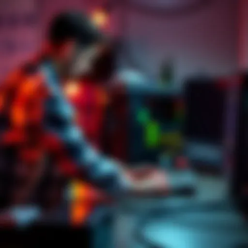 A person connecting crypto miners to WiFi and a digital wallet at a desk with computer equipment.