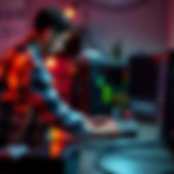 A person connecting crypto miners to WiFi and a digital wallet at a desk with computer equipment.