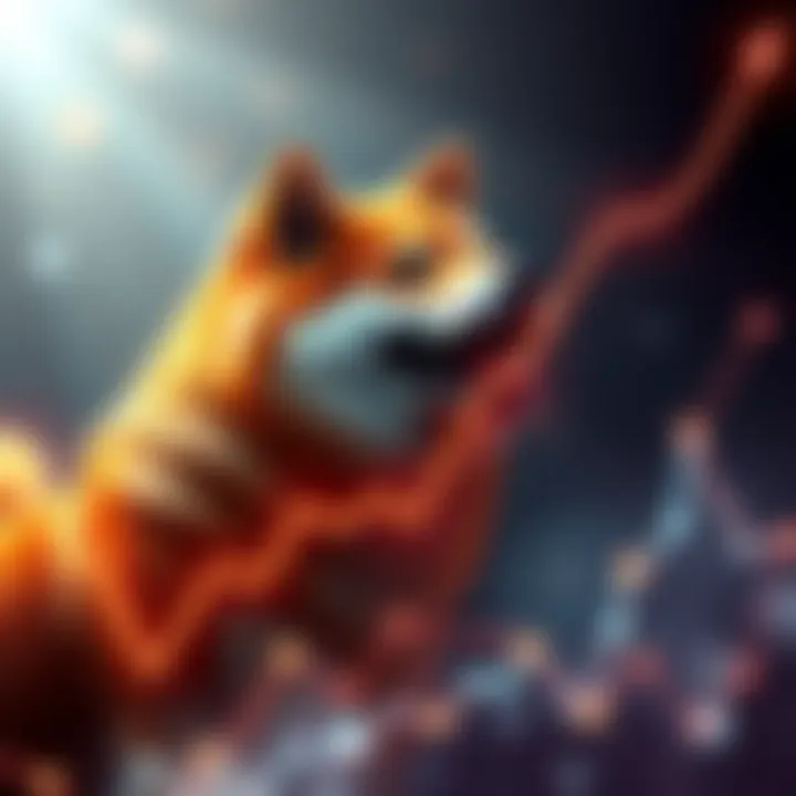 A graphic showing a rising trend line with the Shiba Inu logo, symbolizing growth in SHIB price targets.