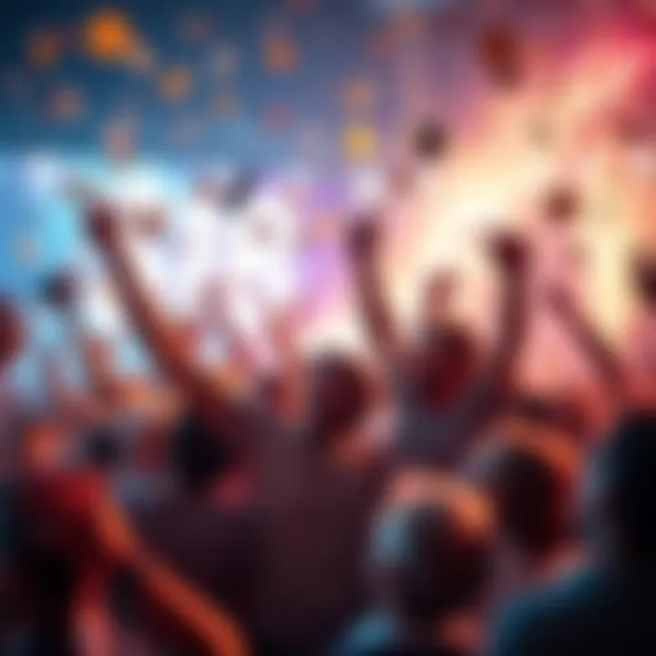Excited SHIB enthusiasts celebrating a big update with tokens in the air